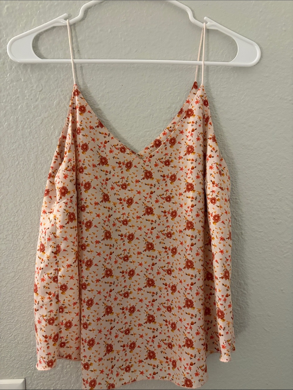 Forever 21 Cream Cami Top with Rust Floral Print